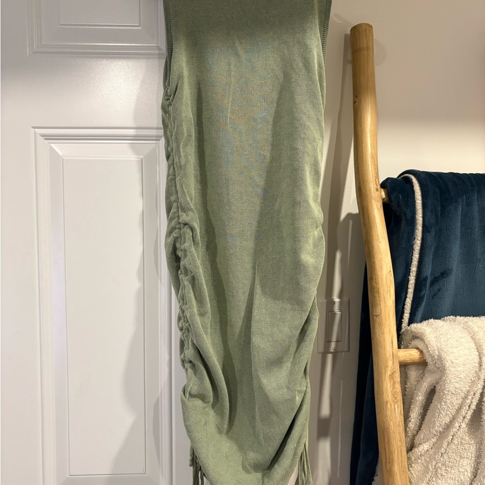 Sage Green Knit Fringe Dress